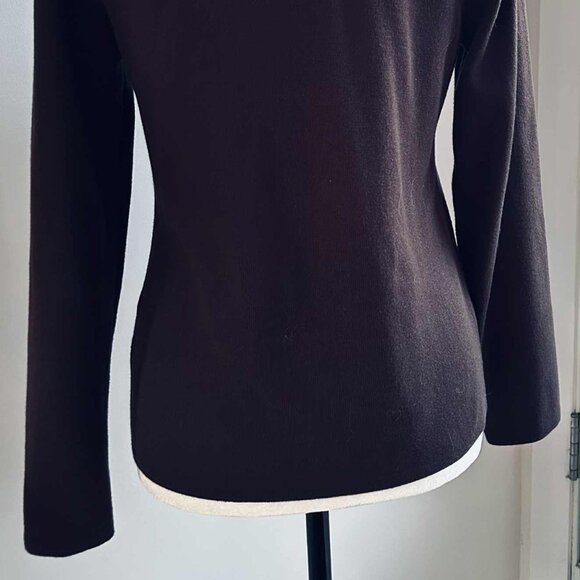 Nygård Collection Dark Chocolate Leather-Front Ladder-Laced Knit Jacket – US 8 - Picture 7 of 10